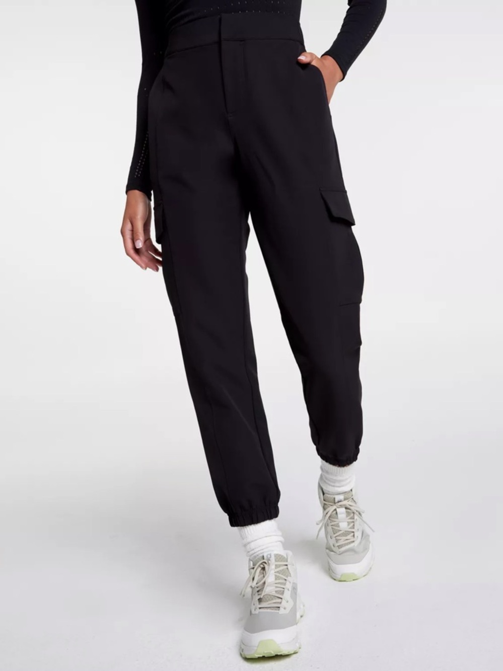 CALIA Women's Effortless Crepe Cargo Jogger BLACK NWT